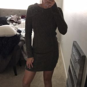winter green sweater dress